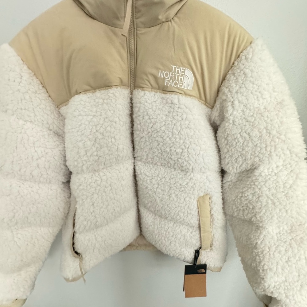High Pile fleece Nuptse Jacket from The North Face in Gardenia white